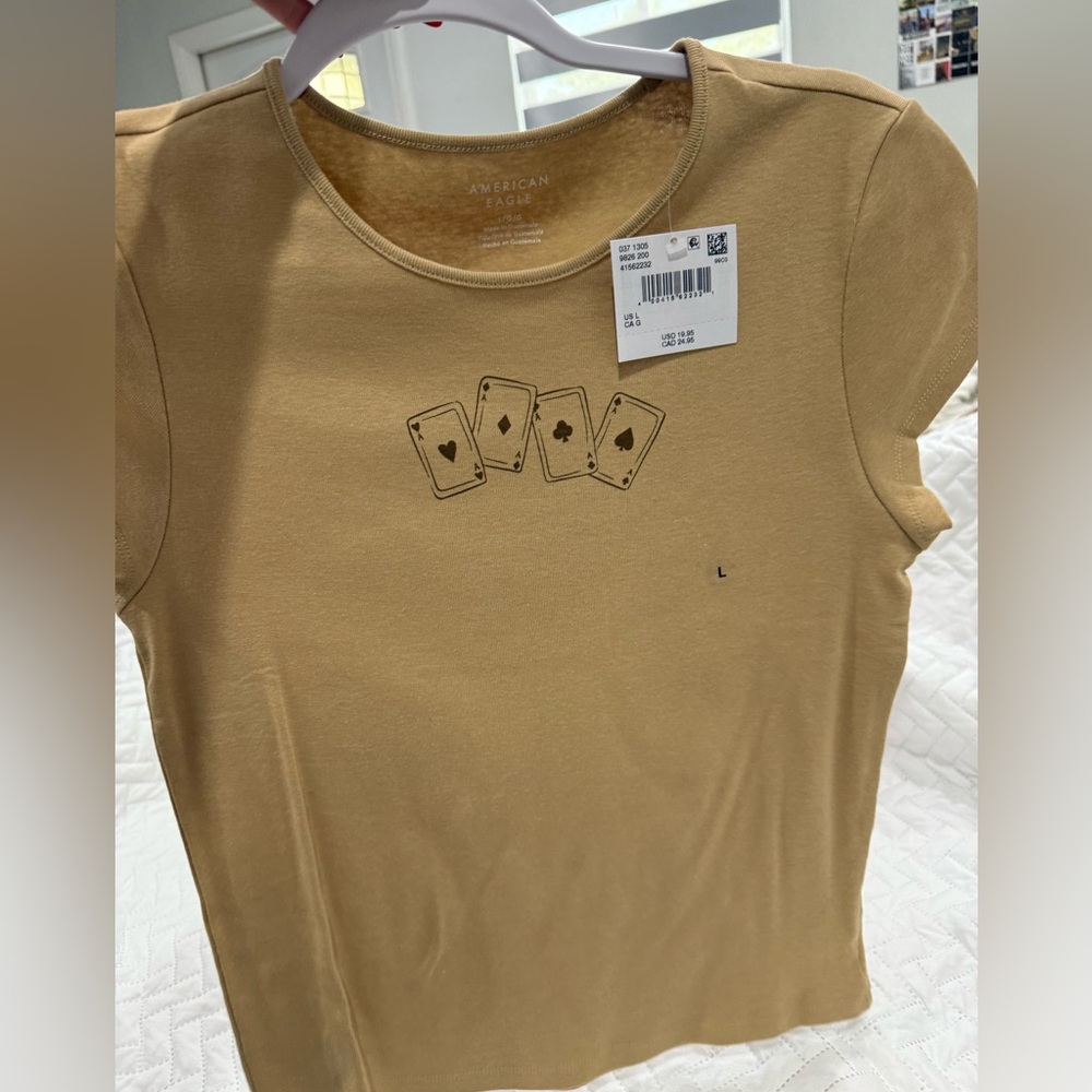 American Eagle Outfitters Tan Playing Card Crop Top